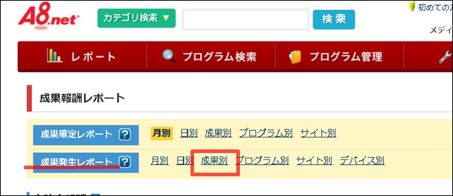 A8成果発生別レポート